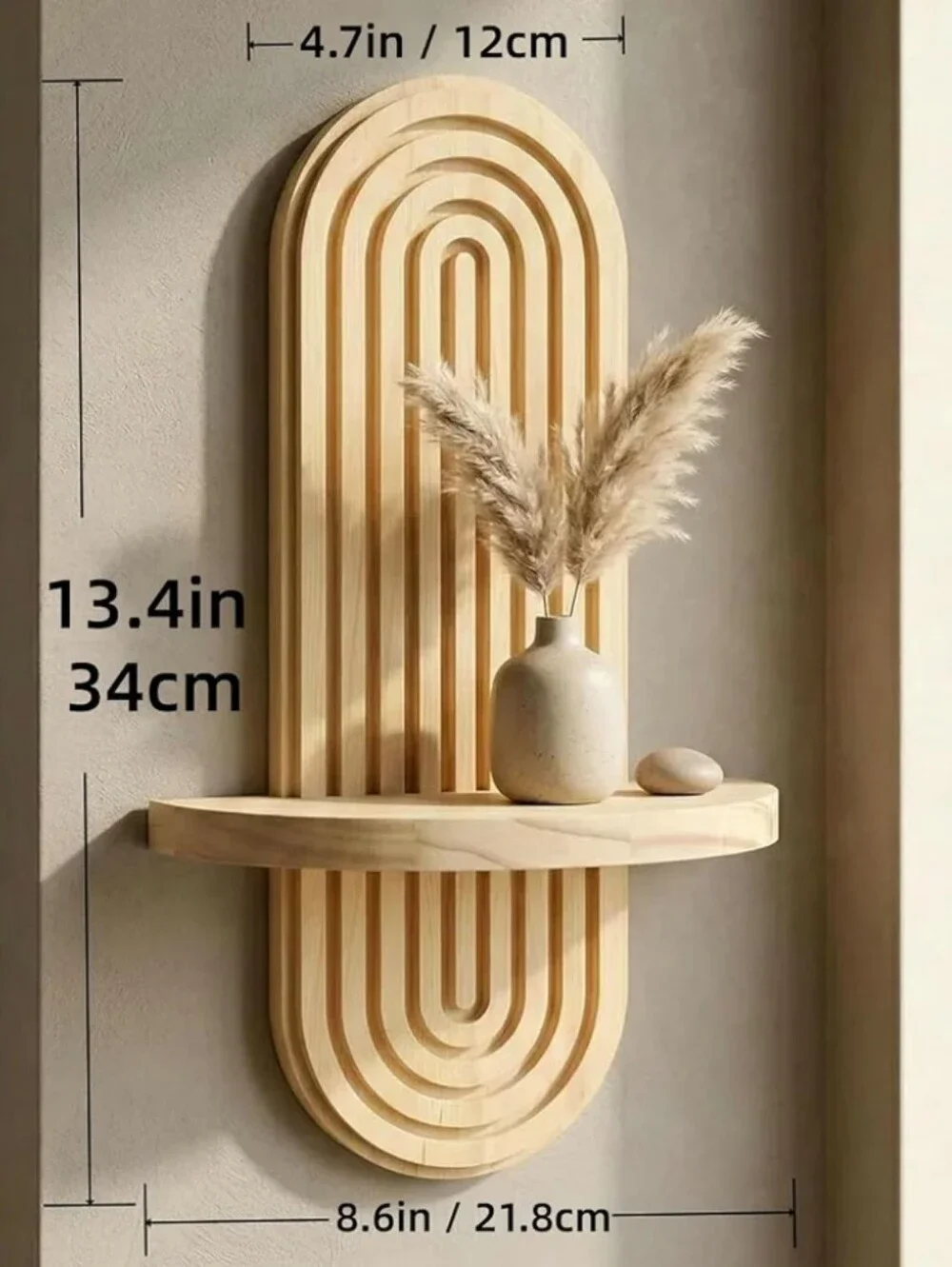 Wooden Arch  Unfinished Wall Shelf
